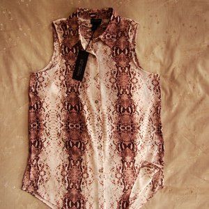 Rachel Zoe Snakeskin Print Sheer Sleeveless Blouse